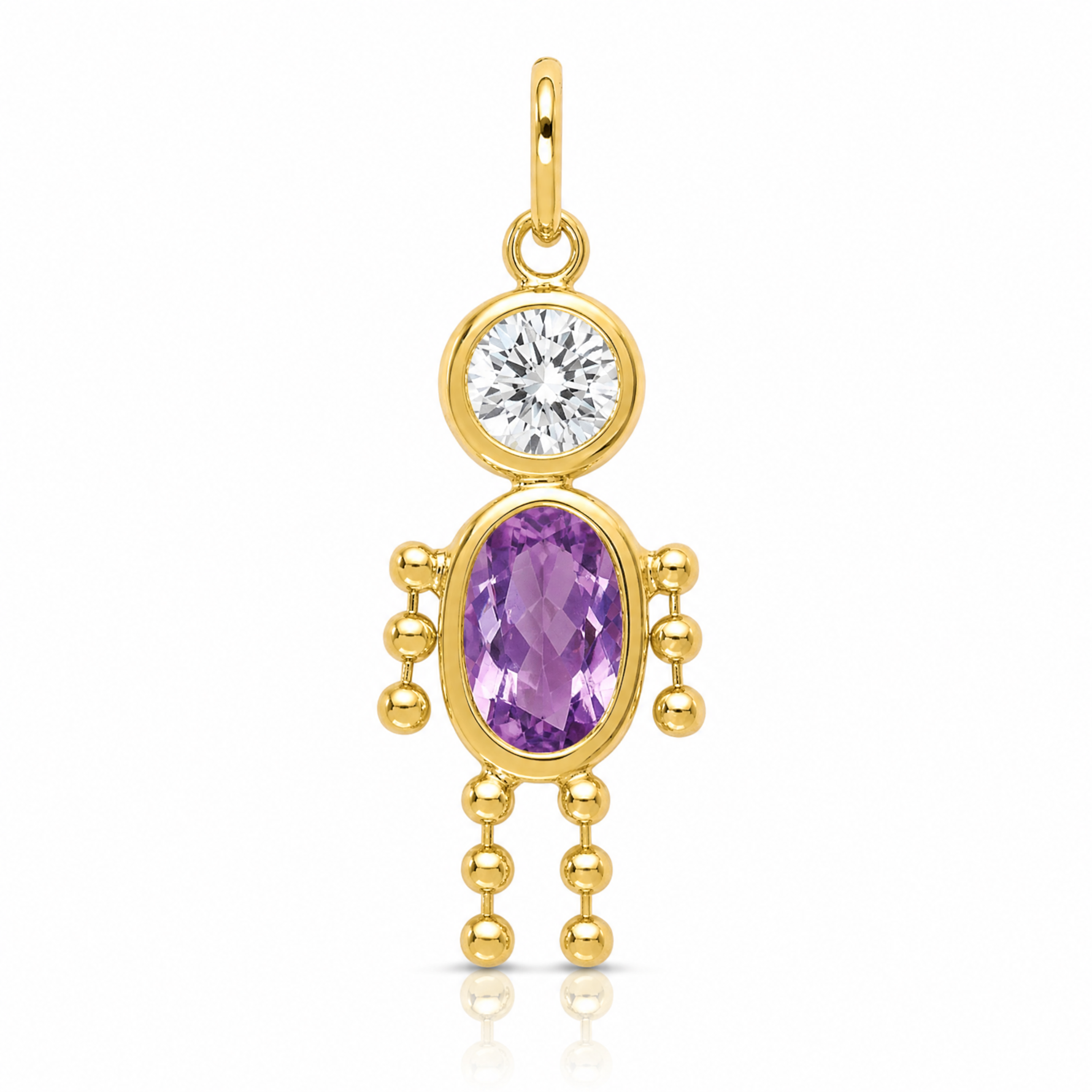 14k February Boy Birthstone Charm - Lifestyle View