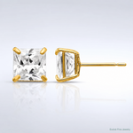 14k 5mm Square CZ Post Earrings - Lifestyle View