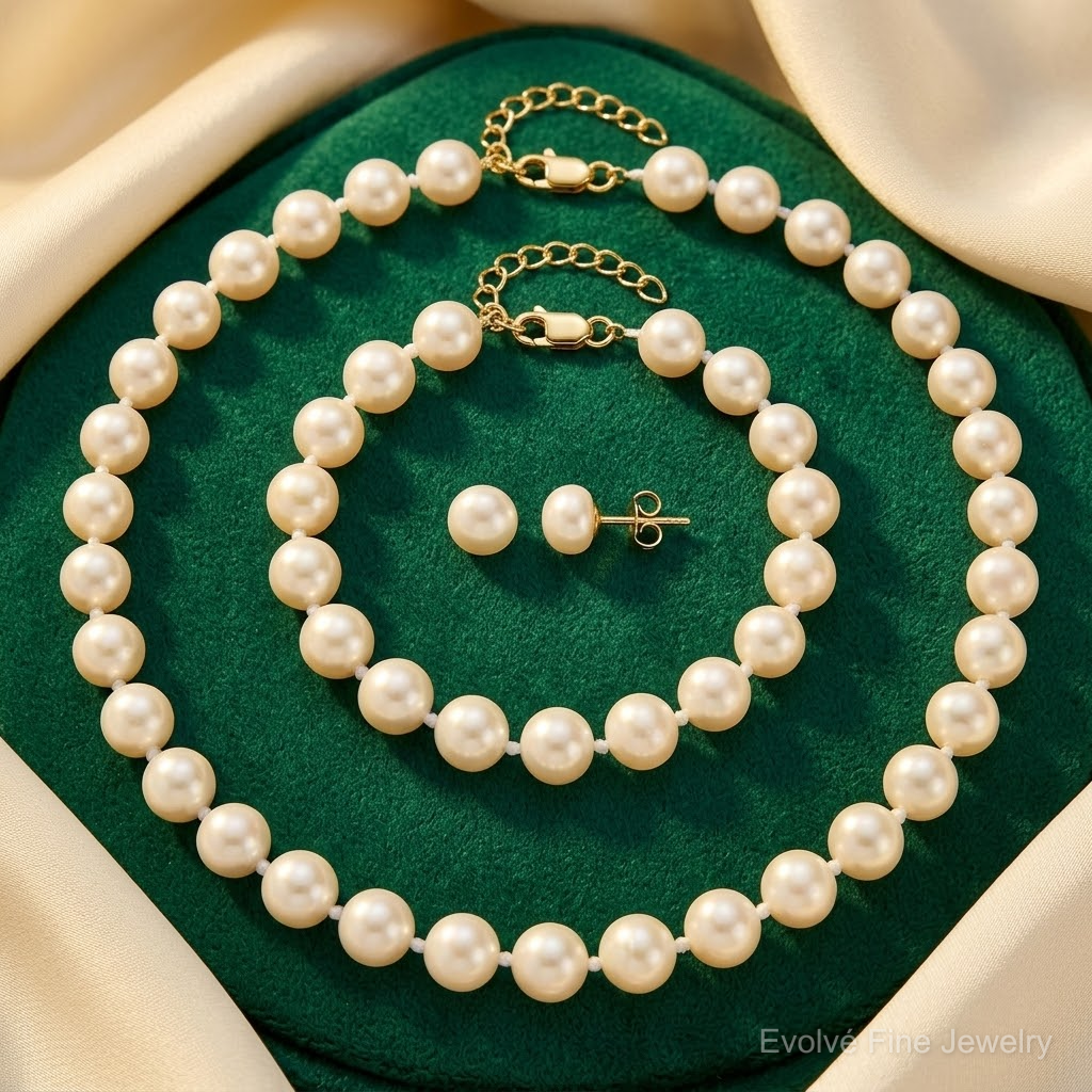 14k 6-7mm FW Cultured Pearl 7.25 w/1 ext Brace 18 w/2 ext Neck Earring Set - Lifestyle View