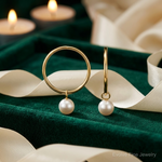 14K 5-6mm Round White FWC Pearl Hoop Earrings - Lifestyle View