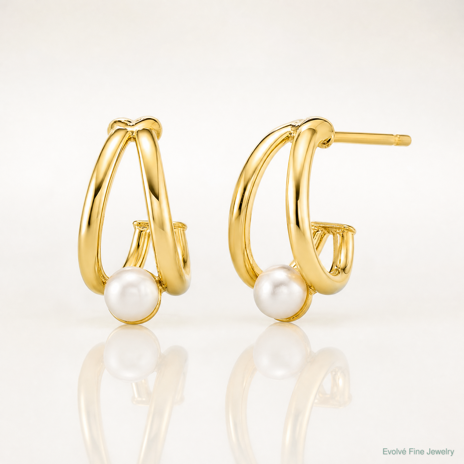 14k Polished Freshwater Cultured Pearl J-Hoop Earrings - Lifestyle View