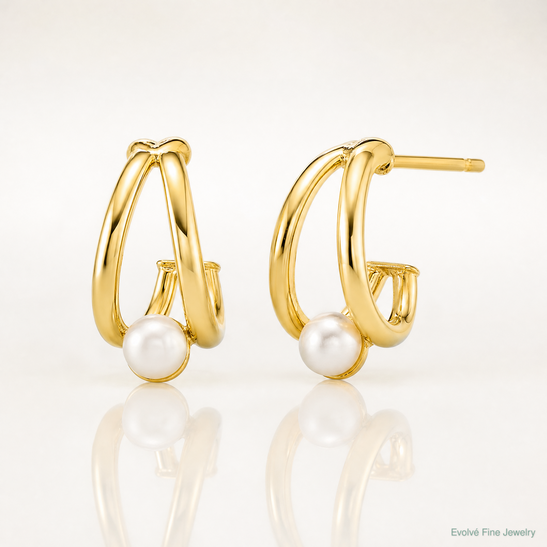 14k Polished Freshwater Cultured Pearl J-Hoop Earrings - Lifestyle View