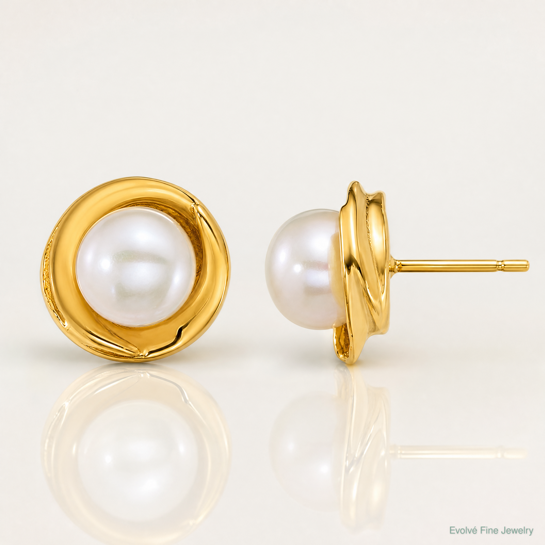 14k Polished 6-7mm Button Freshwater Cultured Pearl Post Earrings - Lifestyle View