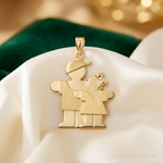 14k Big Boy and Little Girl Engravable Charm - Lifestyle View