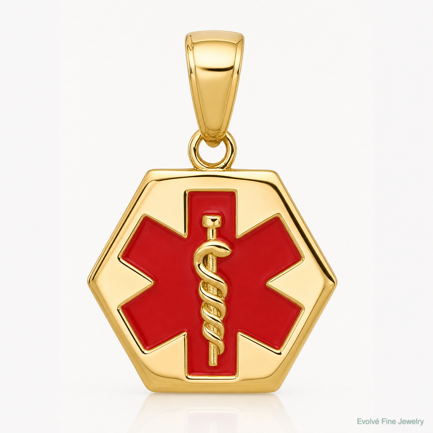 14k Enameled Textured Back Medical Disk Pendant - Lifestyle View
