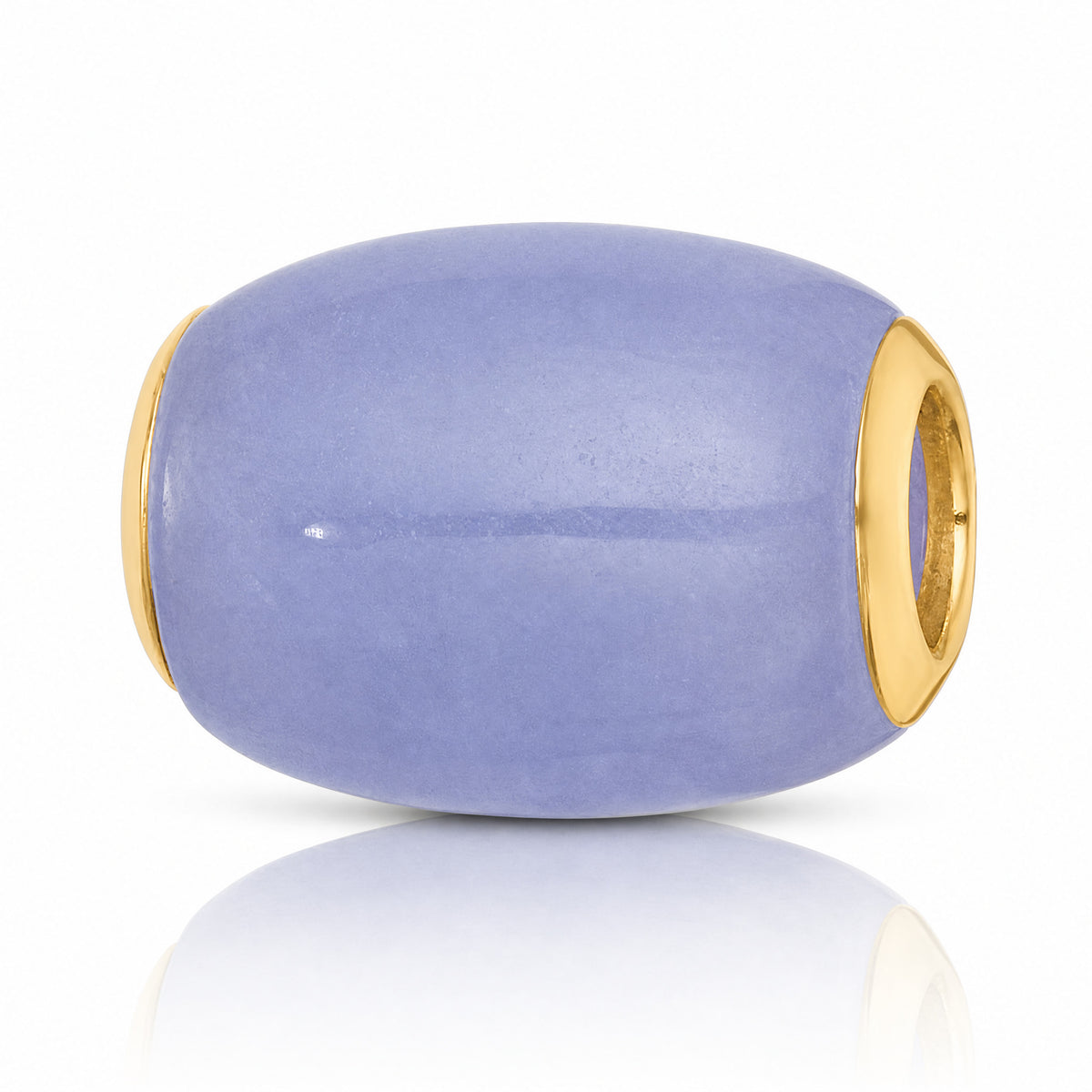 14K Polished Lavender Jade Oval Bead Slide Pendant - Lifestyle View