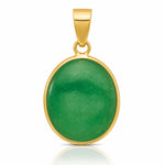 14K Polished Jade Oval Pendant - Lifestyle View