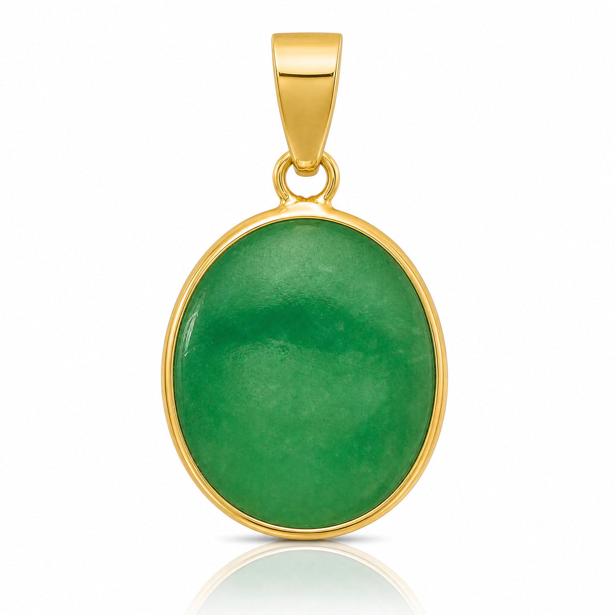 14K Polished Jade Oval Pendant - Lifestyle View