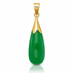 14K Polished Jade Teardrop Pendant - Lifestyle View