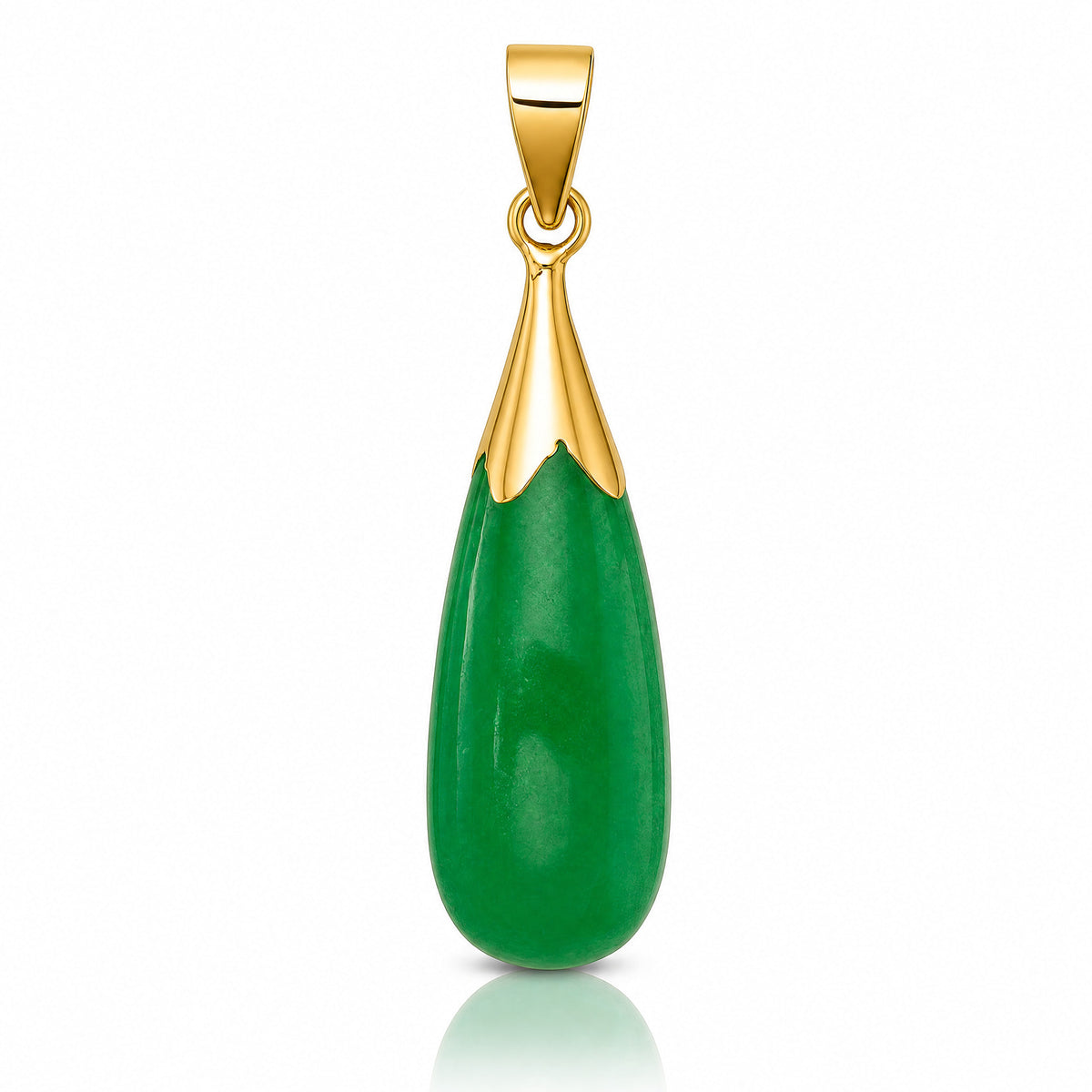 14K Polished Jade Teardrop Pendant - Lifestyle View