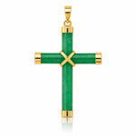 14K Polished Jade X Cross Pendant - Lifestyle View