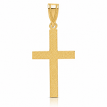 14k Sandblasted Cross Pendant - Lifestyle View