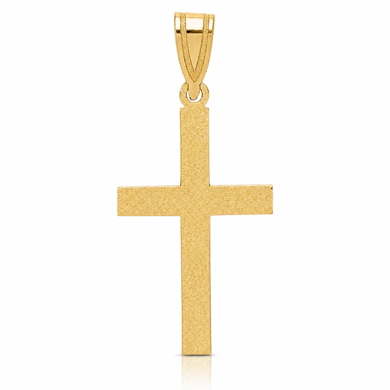 14k Sandblasted Cross Pendant - Lifestyle View