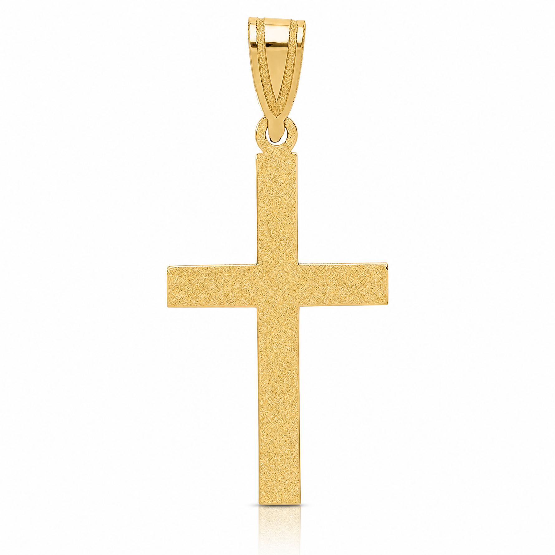 14k Sandblasted Cross Pendant - Lifestyle View