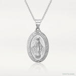 14k White Gold Polished/Satin Miraculous Medal Hollow Pendant - Lifestyle View