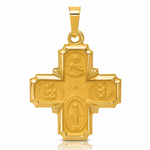 14k Polished and Satin Four Way Medal Hollow Pendant - Lifestyle View