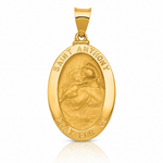 14k Polished and Satin St. Anthony Medal Hollow Pendant - Lifestyle View