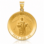 14k Polished and Satin St Jude Thaddeus Medal Hollow Pendant - Lifestyle View