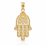 14k Yellow Gold Hand of God Pendant - Lifestyle View