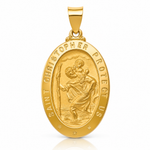 14k Polished and Satin St Christopher Medal Hollow Pendant - Lifestyle View