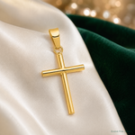 14k Polished Cross Pendant - Lifestyle View