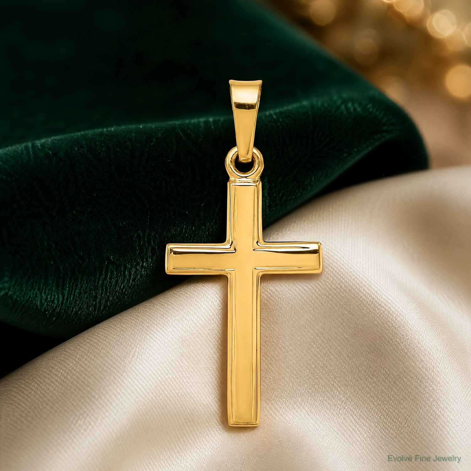 14k Polished Latin Cross Pendant - Lifestyle View