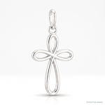 14k White Gold Polished Small Ribbon Cross Pendant - Lifestyle View