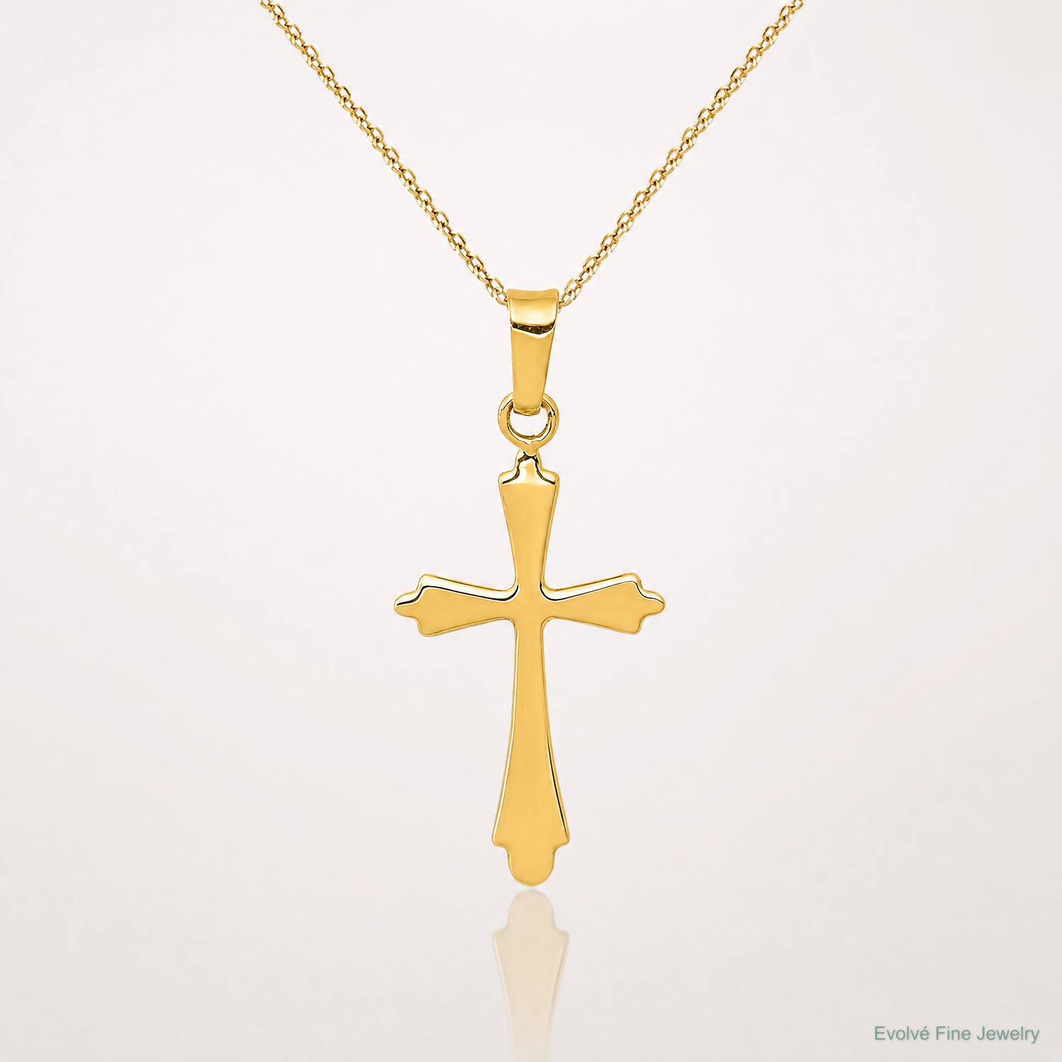 14k Polished Cross Pendant - Lifestyle View