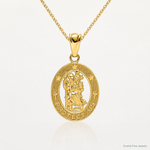 14k Gold Polished St Christopher Pendant - Lifestyle View