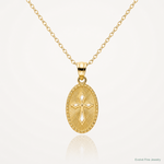 14k Gold Polished Small Cross Medal Pendant - Lifestyle View