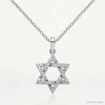 14k White Gold Diamond Star of David Pendant - Lifestyle View