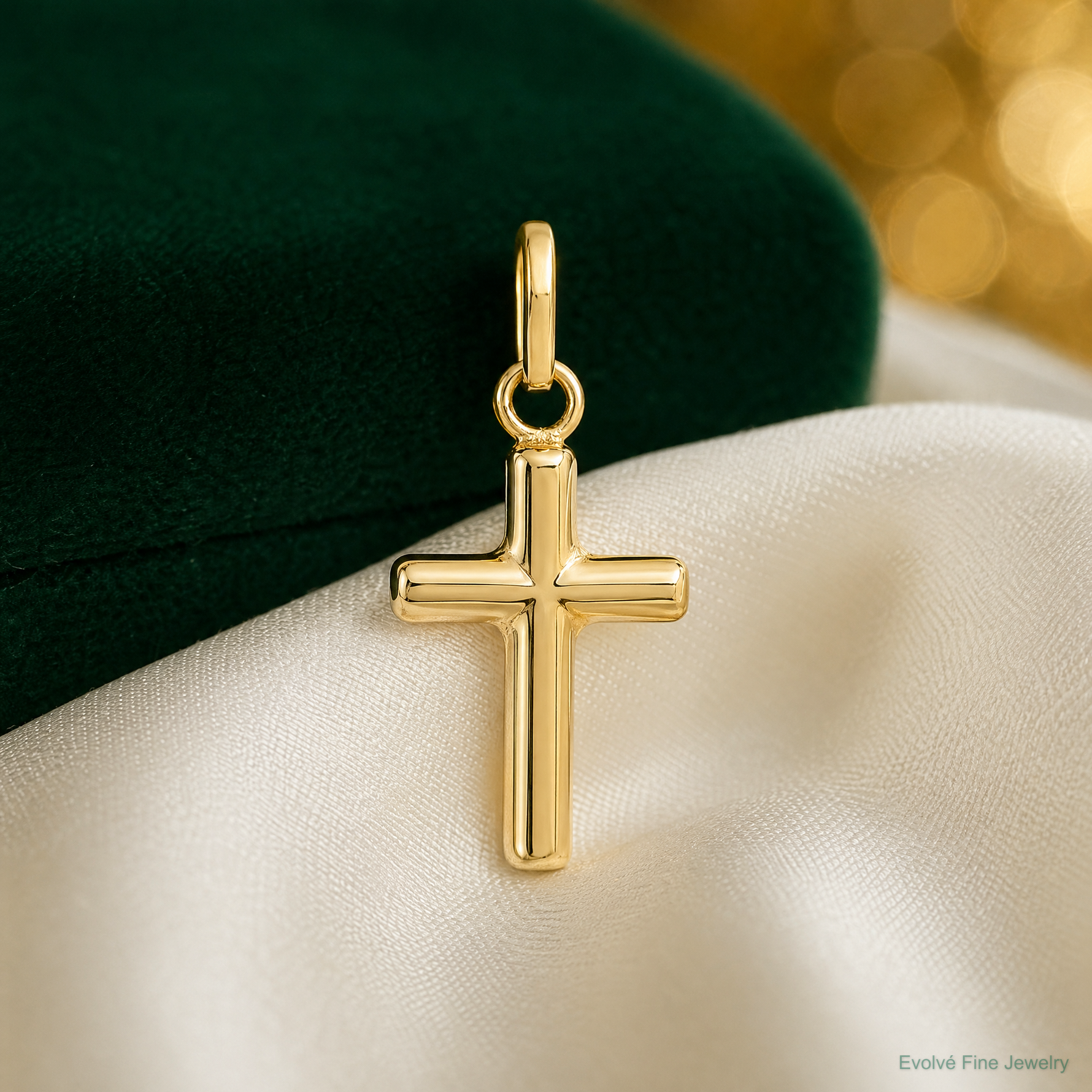 14k Hollow Cross Pendant - Lifestyle View