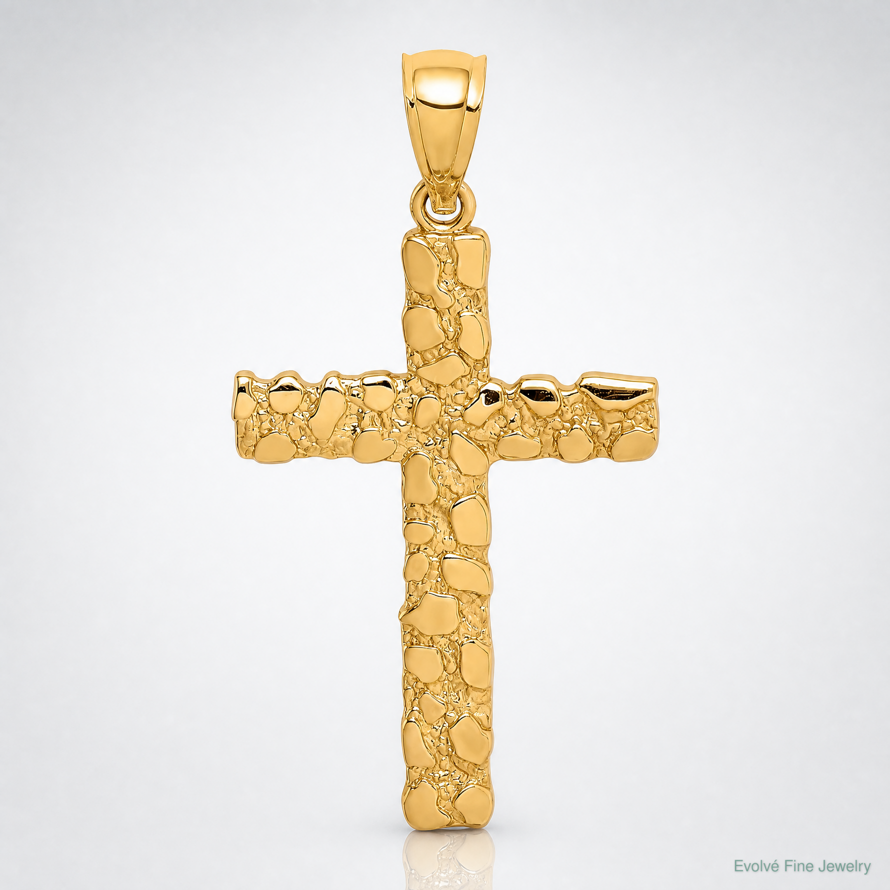 14K Nugget Cross Pendant - Lifestyle View