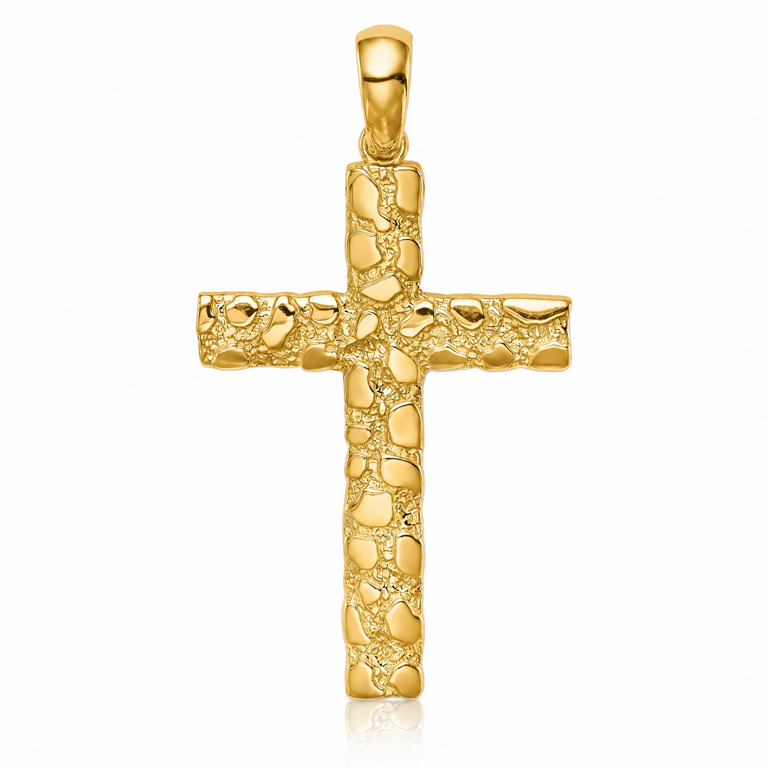 14K Nugget Cross Pendant - Lifestyle View