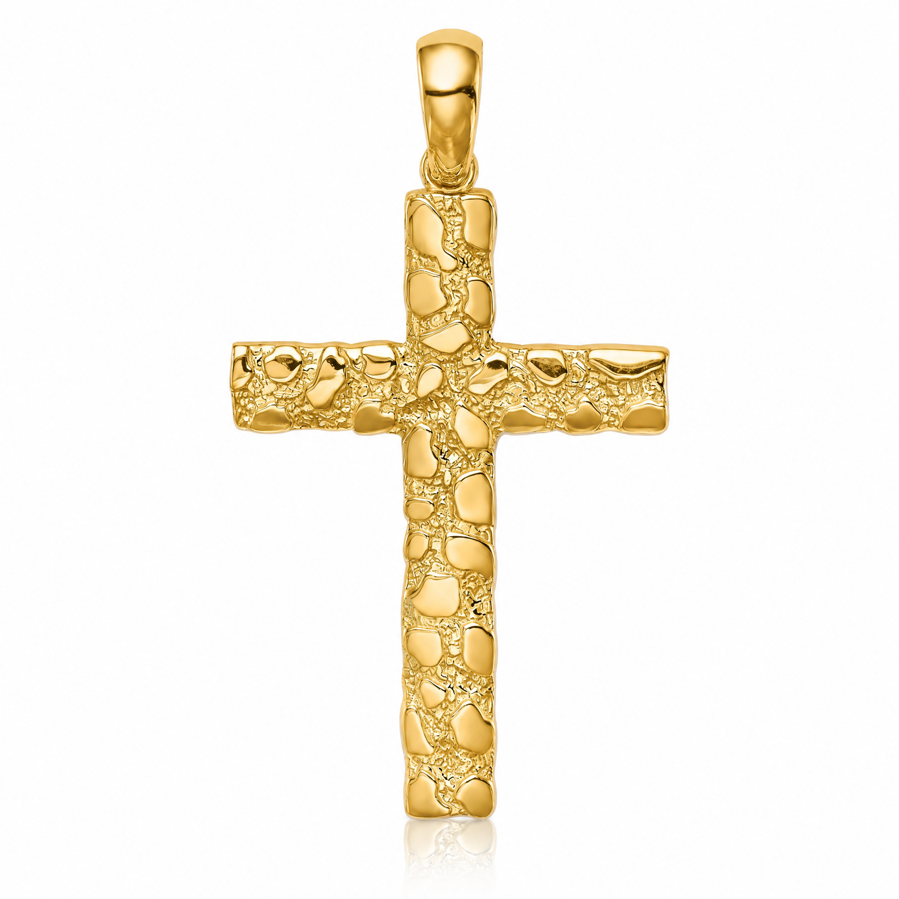 14K Nugget Cross Pendant - Lifestyle View