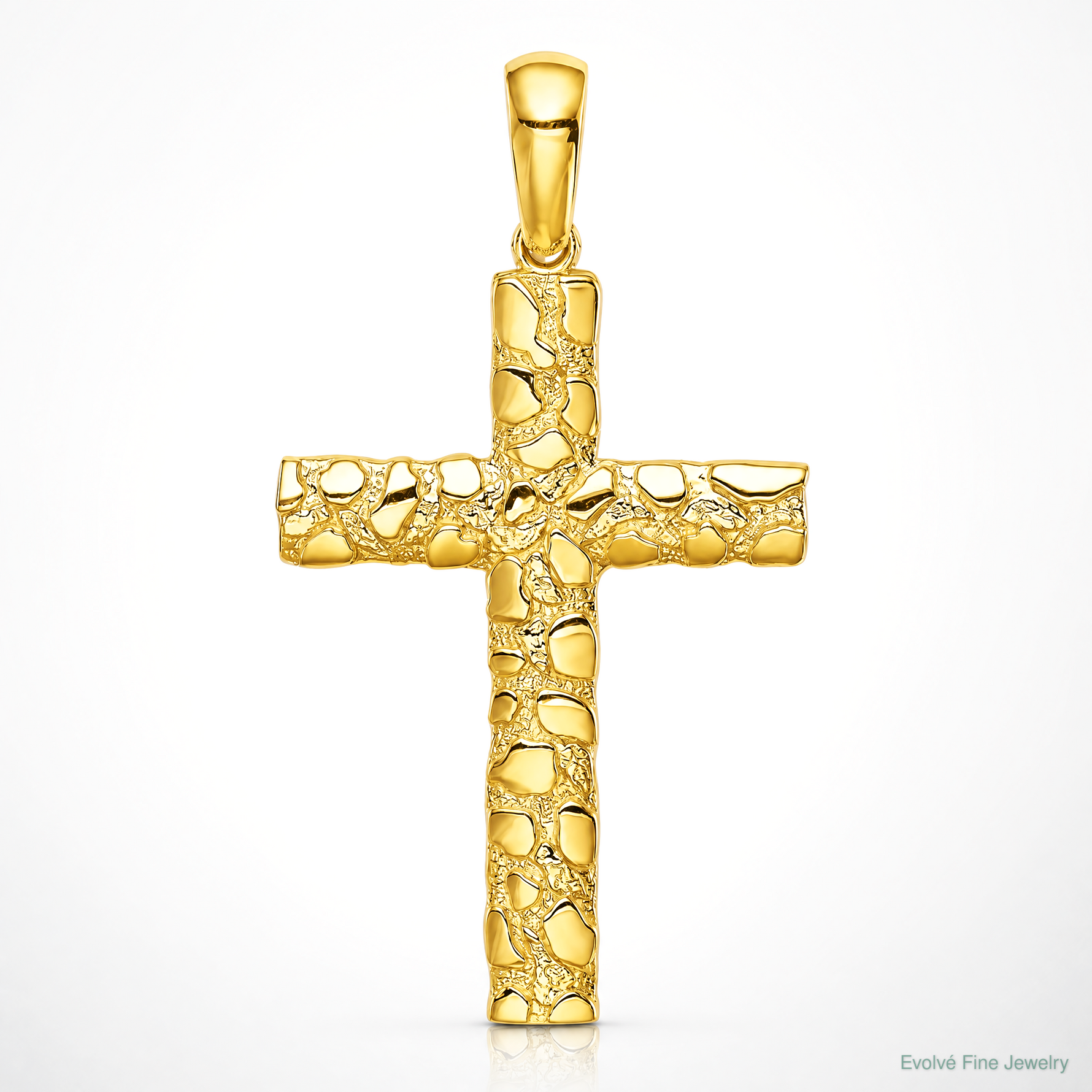 14K Nugget Cross Pendant - Lifestyle View