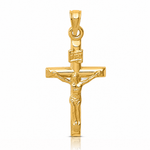 14k Hollow Crucifix Pendant - Lifestyle View