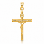14k Hollow Crucifix Pendant - Lifestyle View