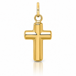 14k Polished Puffed Cross Pendant - Lifestyle View