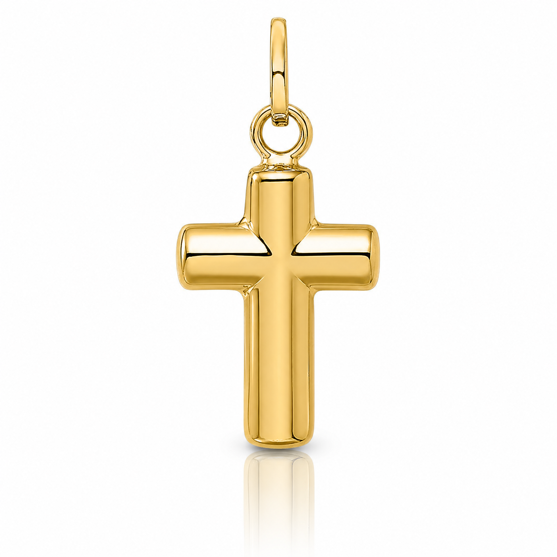 14k Polished Puffed Cross Pendant - Lifestyle View