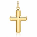14k Polished Puffed Cross Pendant - Lifestyle View