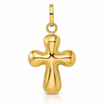 14k Polished Puffed Cross Pendant - Lifestyle View