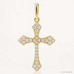 14k Polished CZ Passion Cross Pendant - Lifestyle View