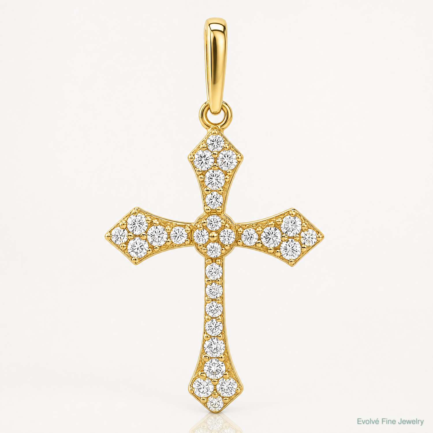 14k Polished CZ Passion Cross Pendant - Lifestyle View