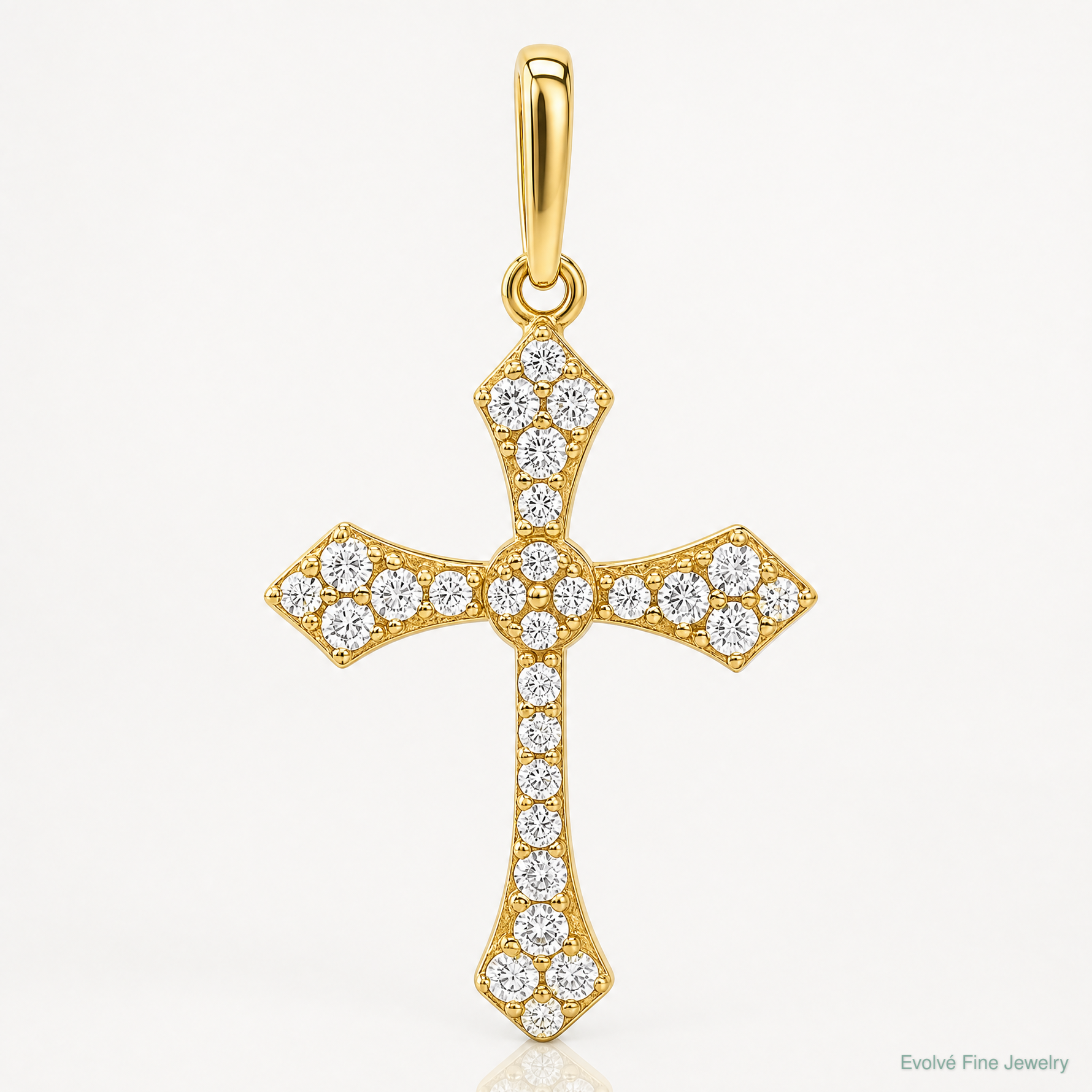 14k Polished CZ Passion Cross Pendant - Lifestyle View