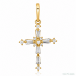 14k Polished Fancy CZ Cross Pendant - Lifestyle View