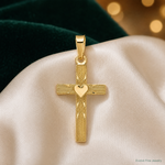14k Small Hollow Cross Charm - Lifestyle View