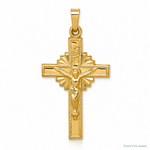 14k INRI Hollow Crucifix Pendant - Lifestyle View