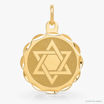 14k Solid Star of David Disc Charm - Lifestyle View