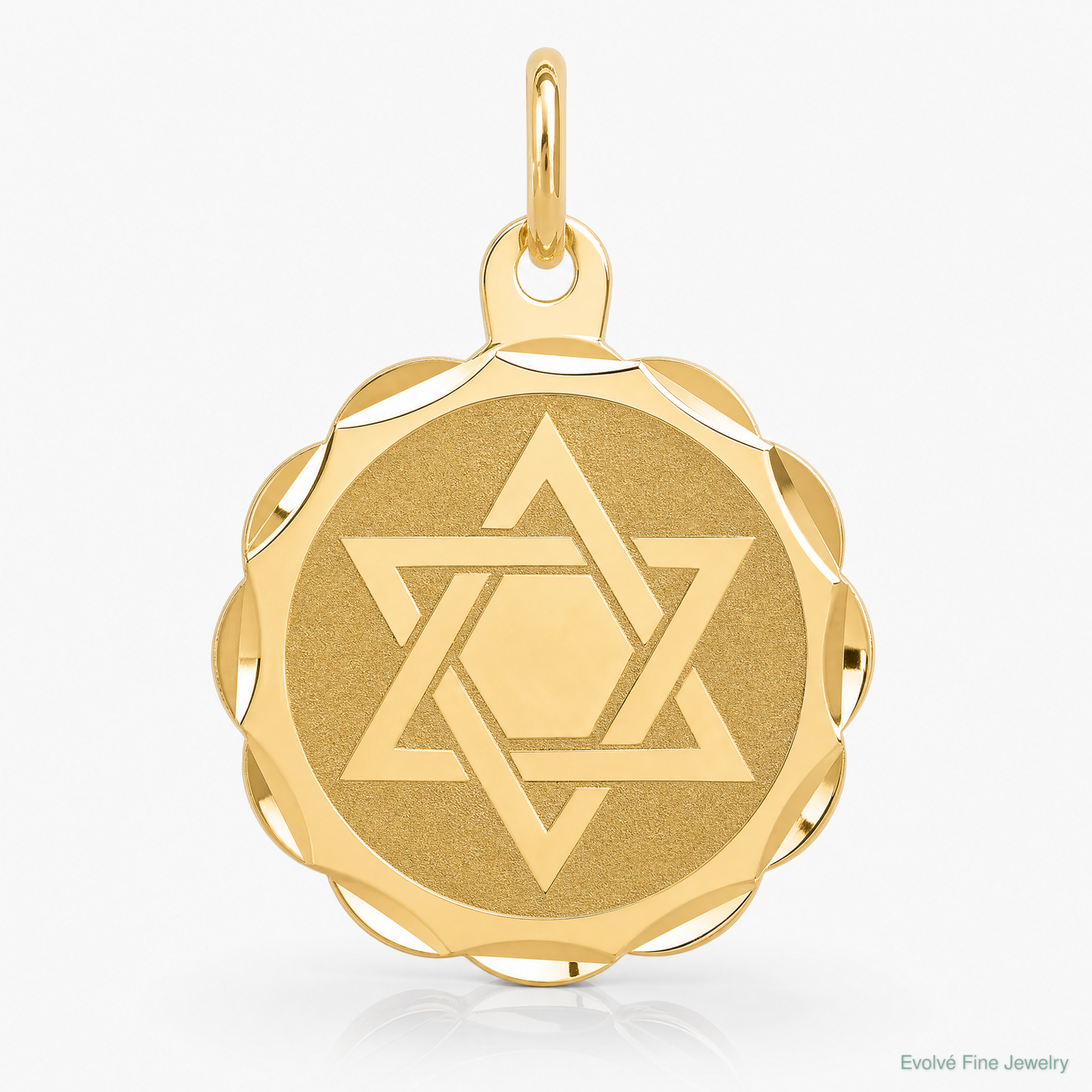14k Solid Star of David Disc Charm - Lifestyle View